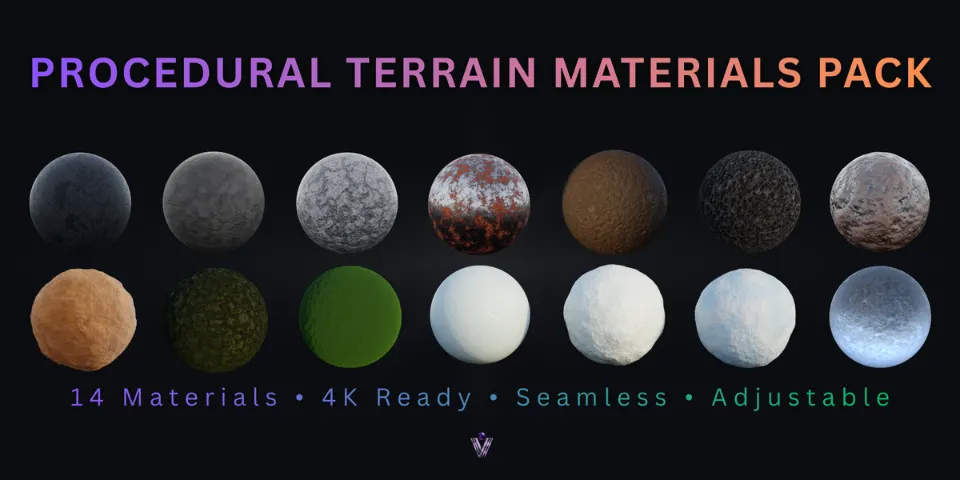 Procedural Terrain Materials Pack – 14 Seamless Materials